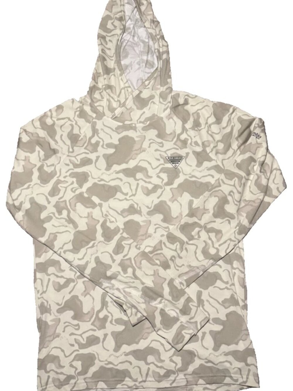 Columbia PFG Omni-Shade Hooded Fishing Shirt Men’s Small Camo Active Lightweight